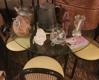 Round table 4 chairs and goodies on top