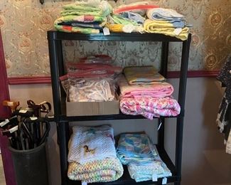 Still have a nice selection of baby blankets/quilts. (Music holder pictured above quilts is no longer available.)