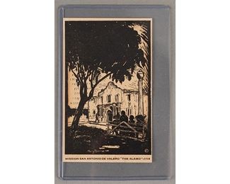  Mary Bonner, The Alamo 1718 , historic woodblock print from the San Antonio Conservation Society