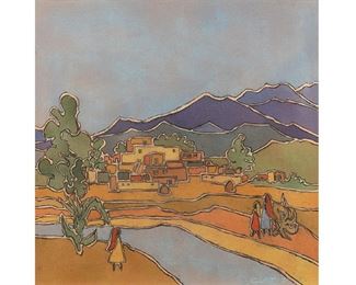 Brother Cletus Behlmann, Pueblo Near the Mountain , oil on canvas