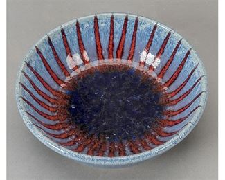 Harding Black, red & white starburst drip glaze bowl, 1996