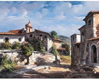 Jose VivesAtsara, Village in Catalonia, Spain , 1973, oil on canvas