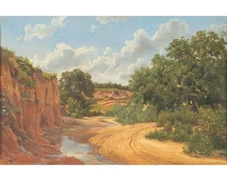 Karl Hermann Lungkwitz, Texas Landscape, oil on paper