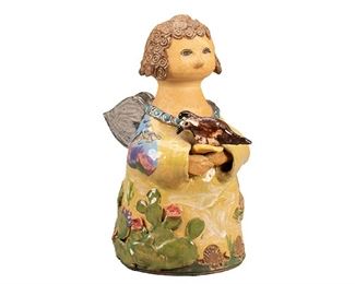 Nancy Pawel, Southwest Angel with Quail, glazed ceramic