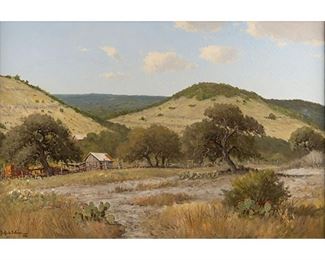 Porfirio Salinas, Hill Country farm, 1961, oil on canvas