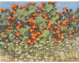 Robert Hamman Texas, b. 1938, Red Bloom Cactus , 2022, oil on canvas