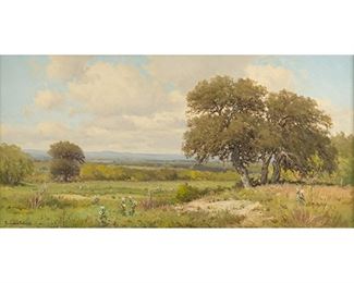 Porfirio Salinas (Texas, 1910-1973), Texas landscape, oil on canvas