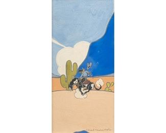 Edward Dawson-Watson (Texas, 1893-1978), bucking bronco, gouache on paper