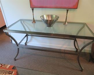 Steel & Glass top console table (54" x 22.5 d x 29"h)