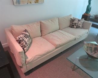 Sofa in the manner of Kagor (89"w x 37"d) steel tubular legs
