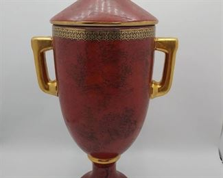 Beautiful European Lidded Brick Red Jar