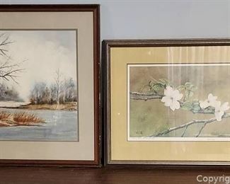 Dogwood Spring Signed Artist Proof by Robert Mills Plus a Framed Landscape Print