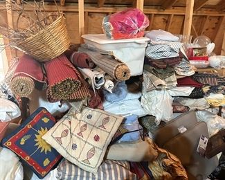 Many feather pillows