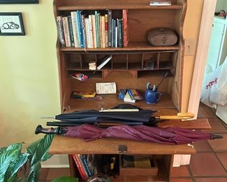 Drop front oak secretary desk