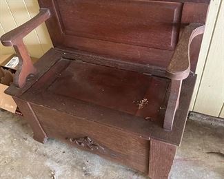 Oak hall bench with storage