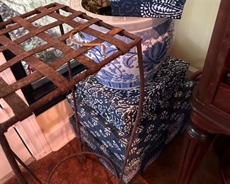 Blue and white storage boxes