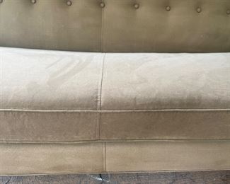 250 Each 
400 Pair

Original Cotton Twill Fabric

Had Cat that passed away during pandemic so to get rid of any possible pet dander, just last Friday, Each Couch was Cleaned with Rented Ace Hardware Carpet Cleaner Upholstery Cleaner Attachment AND Cushion Slip Covers were just thrown in washing machine on delicate cycle.  

The Washing Machine did a TERRIFIC job and covers look excellent
BUT
Rented Upholstery Cleaner (or my hired helper) did NOT clean as well as the washing machine!!  Might be worth your time to clean again but I didn't have the time.   

Certainly expect most to get re-Upholstered upon purchase



From Design Within Reach Website:

The Bantam Sofa (2004) celebrates the soft, less-machined brand of modernism that arose in the United States in the 1930s. The frame is lightly padded and finely upholstered, with a single row of button tufting on the back. Matching piping along the seams reinforces Bantam’s clean lines. Tapered solid wood legs lend visual lightness. Comes 