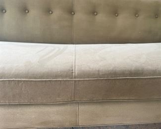 250 Each 
400 Pair

Original Cotton Twill Fabric

Had Cat that passed away during pandemic so to get rid of any possible pet dander, just last Friday, Each Couch was Cleaned with Rented Ace Hardware Carpet Cleaner Upholstery Cleaner Attachment AND Cushion Slip Covers were just thrown in washing machine on delicate cycle.  

The Washing Machine did a TERRIFIC job and covers look excellent
BUT
Rented Upholstery Cleaner (or my hired helper) did NOT clean as well as the washing machine!!  Might be worth your time to clean again but I didn't have the time.   

Certainly expect most to get re-Upholstered upon purchase



From Design Within Reach Website:

The Bantam Sofa (2004) celebrates the soft, less-machined brand of modernism that arose in the United States in the 1930s. The frame is lightly padded and finely upholstered, with a single row of button tufting on the back. Matching piping along the seams reinforces Bantam’s clean lines. Tapered solid wood legs lend visual lightness. Comes 