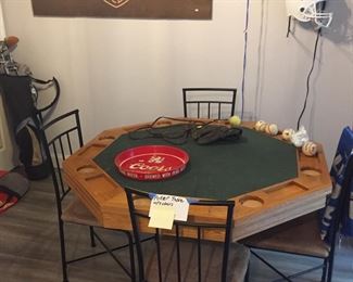 Poker table top lifts off and second game table underneath