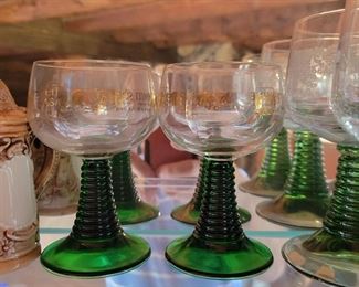 Lot of 2 Green Stem Glasses $8