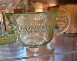 Vintage Green tinted glass cup $5