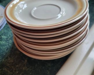 lot of brown edged saucers $6