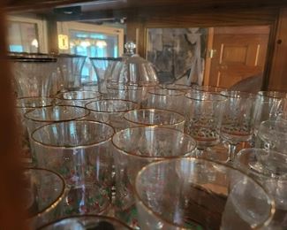 Gold Trimmed Glassware $15