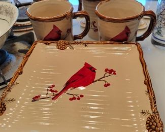 Cardinal plate and mug set (4) $8