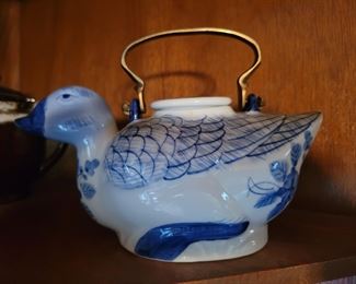 Asian duck brass handle teapot $12