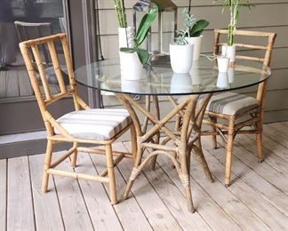 Glass Top Table with Bamboo Style Chairs
