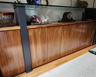 Custom Side Board Cabinet!  Would work in an Office, Law Firm or Dining Room as it is here in this setting!  Modular 3-Pieces with 10 foot glass top!