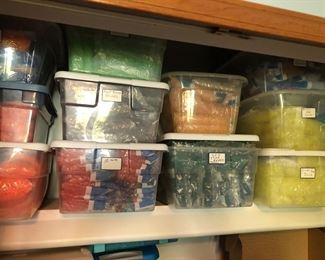 Ton's of organized by color plastic beads in bins - buy the whole lot!!!