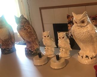 Eye glowing ceramic Owls 