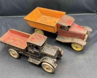 008 Pair Antique Toy Dump Trucks