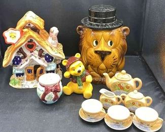 Ceramic Schoolhouse, Lion Canister, And More