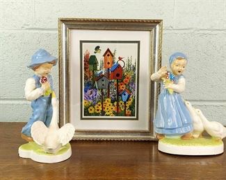 Lu Fuller Bird House Print With Holland Mold Boy And Girl