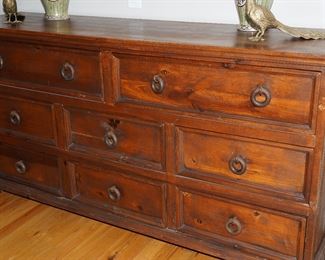 Vintage hardwood cabinet with cast iron hardware