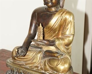 Gold gilt Buddha-stands about 18" tall