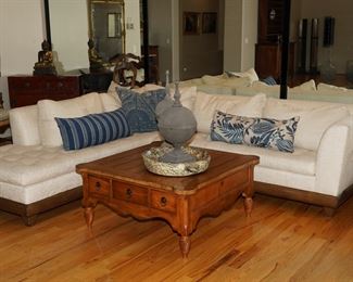 Custom made tufted upholstered sectional sofa