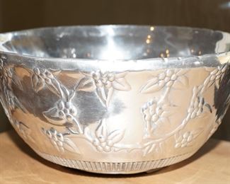 Etched floral pewter bowl-about 15" diameter
