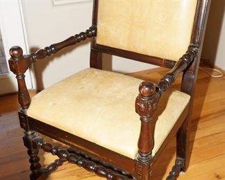 Vintage leather & barley twist captain's chair-these are being sold as a set of 2