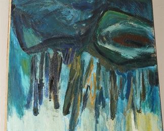 "Large Abstract in Blue  & Gold" c1960 by Dora Masters