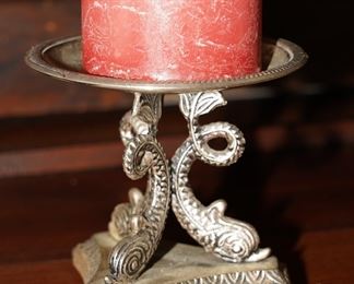 Dolphin tripod candle holder