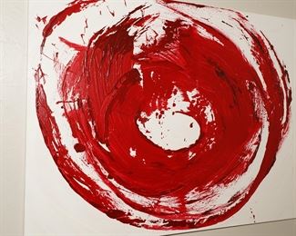 Minimalistic Red Circle abstract on canvas-unknown artist