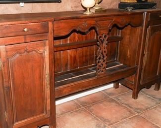 Antique carved wood buffet cabinet/bookcase
