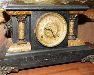Vintage wood carved mantle clock-AS IS