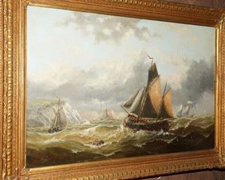 Rough Seas oil painting by JJ Everard? c1886