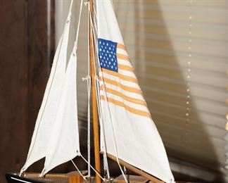 US Flag sailboat-carved wood