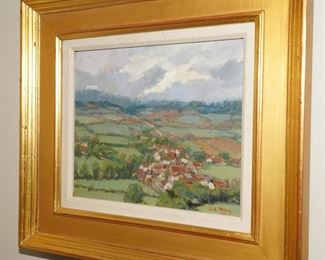 Village in Laire Valley landscape oil painting by JJ Perry