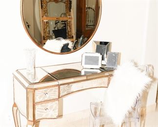Neiman Marcus mirrored vanity desk & mirror